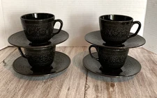 4 Vtg 60s Laveno Diamondstone Green Daisy Margherita MCM Cups & Saucers A. Campi