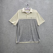 Cinch Men Polo S Gray Embroidered Colorblock Activewear Button Short Sleeve Logo