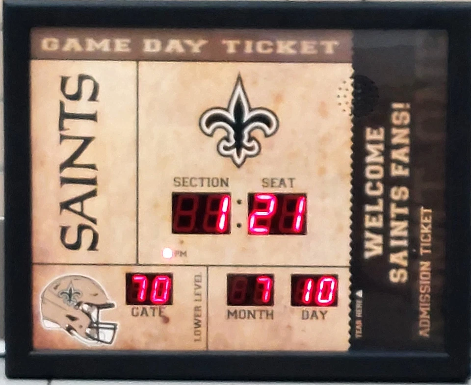 New Orleans Saints Team Scoreboard Clock With Bluetooth Wireless Technology - Image 2 of 3