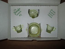 MOSSER GLASS The Jennifer Miniatures Gold Krystal Coffee & Tea Set #1  *NEW