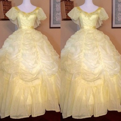 Princess Bell Quinceanera Dresses Yellow Prom Party Organza Sweet 16 Ball Gowns