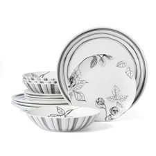 Sketchbook 12-Piece White Porcelain Dinnerwar...