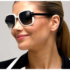 Chic Oversized Square Sunglasses Cream Black Gradient Lenses Women Fashion Gafas