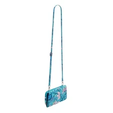 Vera Bradley Crossbody RFID Wallet Slim Peacock Garden Card Organizer Trifold