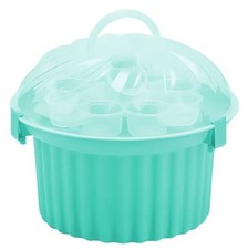 evym Muffin-Cupcake Box mint, rund aus Kunststoff | geeignet für 24 Muffins