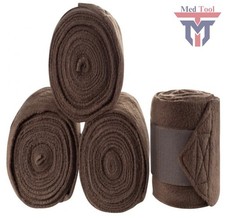 Horse Fleece Bandages / Polo / Stable / Equestrian Leg Wraps Set of 4 (Brown)