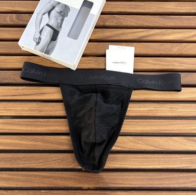 Calvin Klein CK men BLACK lace T-back Thong underwear size S M L XL