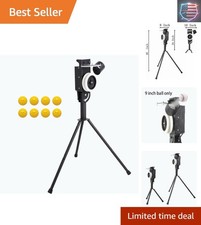 Lite 9" Baseball Pitching Machine with 8 Dimpled Baseballs - Adjustable Speed...