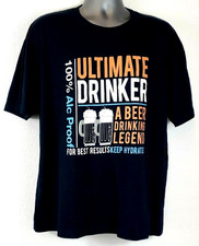 Obscene Print Ultimate Drinker Mens Shirt Navy XLARGE 100% Cotton