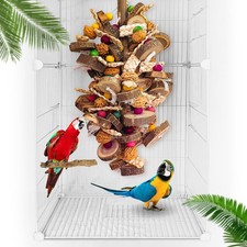 Extra Large Bird Parrot Toys- 21.7 inch Multicolored Natural Wooden Walnut Pa...