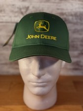 NEW John Deere Unisex One Size Brimmed Hat Green Logo Hook and Loop 100 Cotton