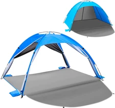Beach Tent Sun Shelter for 3–4 People, UPF 50+ Beach Tent with Breathable 4-Door