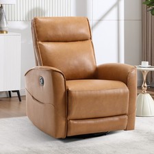 Canmov Swivel Rocker Recliner Chair, Faux Leather Manual Glider Rocking Recliner