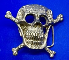 Skull Head Crossbones Halloween Biker Gothic Punk Vibe Belt Buckle