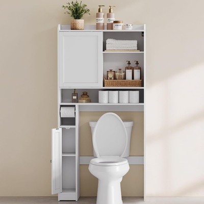 Over The Toilet Storage Shelf, Bathroom Storage Cabinet with Sliding Door,