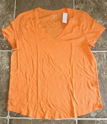 Ann Taylor Loft NWT New T-Shirt Tee Short Sleeves Orange V-Neck XL