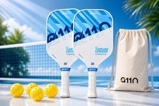 A11N Lumina Fiberglass Pickleball Paddle Set 2 Paddles 4 Balls Carry Bag