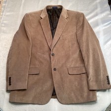 Stafford Essentials Men's Corduroy Tan Jacket Blazer Size 44R Paisley Lining EUC