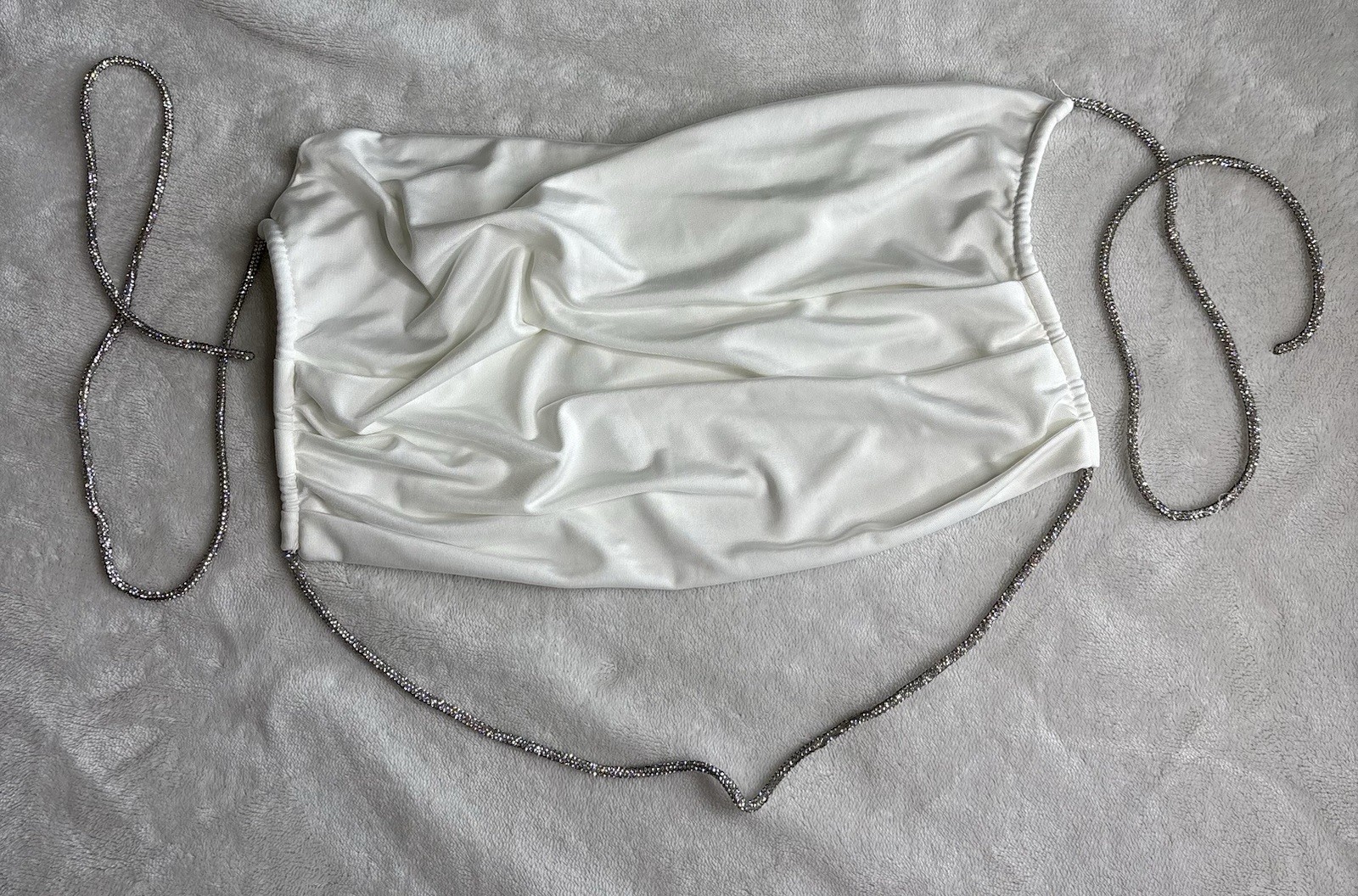 Fashion Nova White Dimond Straps Crop Tank Size Xs