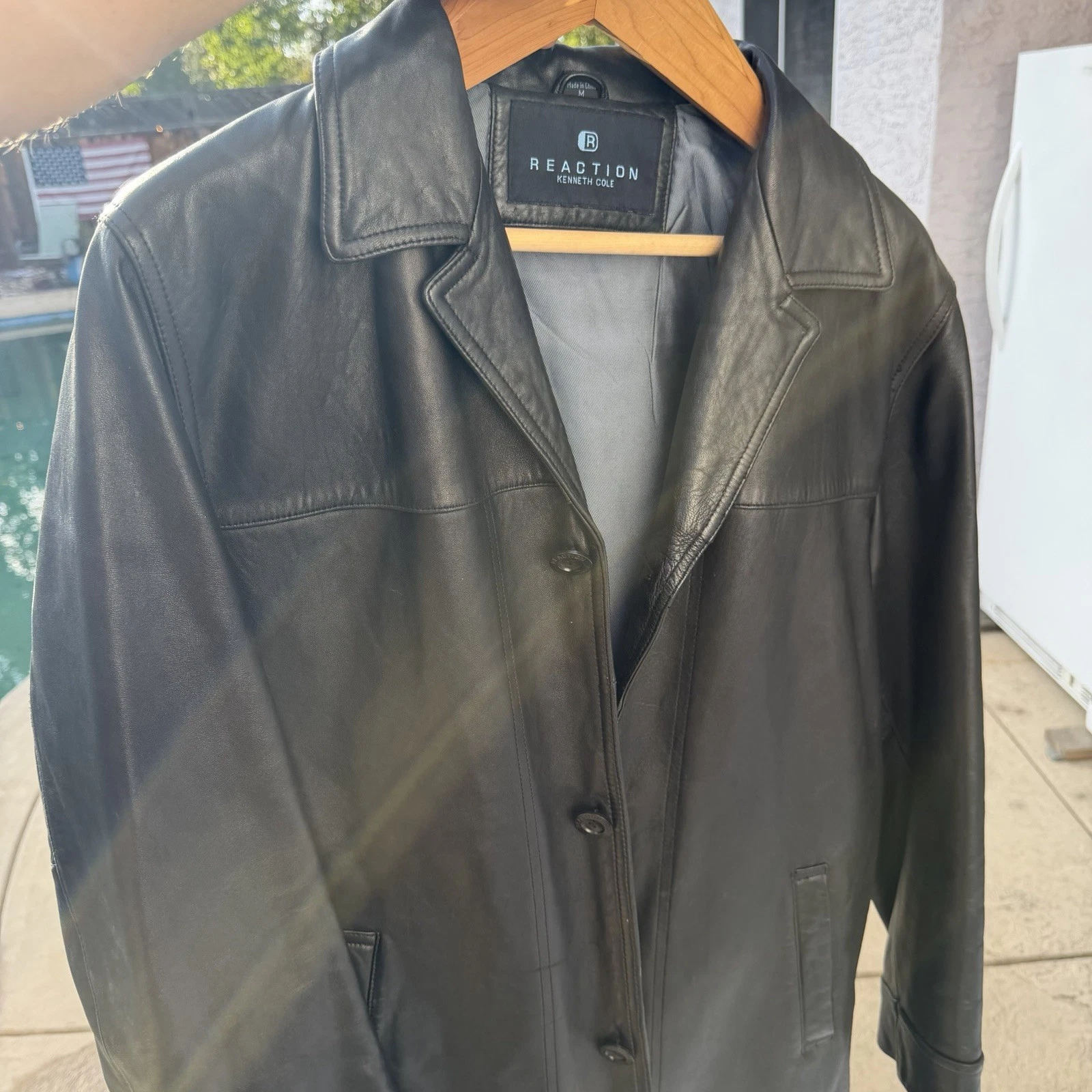 Kenneth Cole Reaction Mens Genuine Leather Jacket Sz.Medium Classic 3 Button image 16