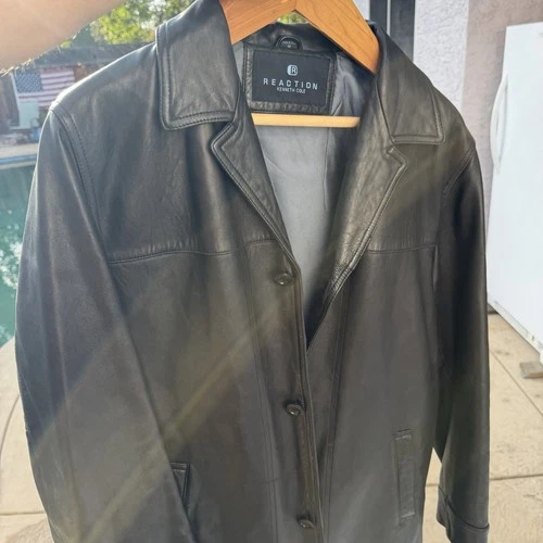 Kenneth Cole Reaction Mens Genuine Leather Jacket Sz.Medium Classic 3 Button image 16
