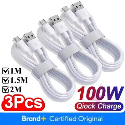6A 100W Type C Fast Charging Cable Phone Charger USB C Data Cord For Huawei Mate