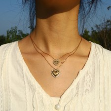 Gold Plated Heart Pendant Necklaces Stainless Steel Jewelry