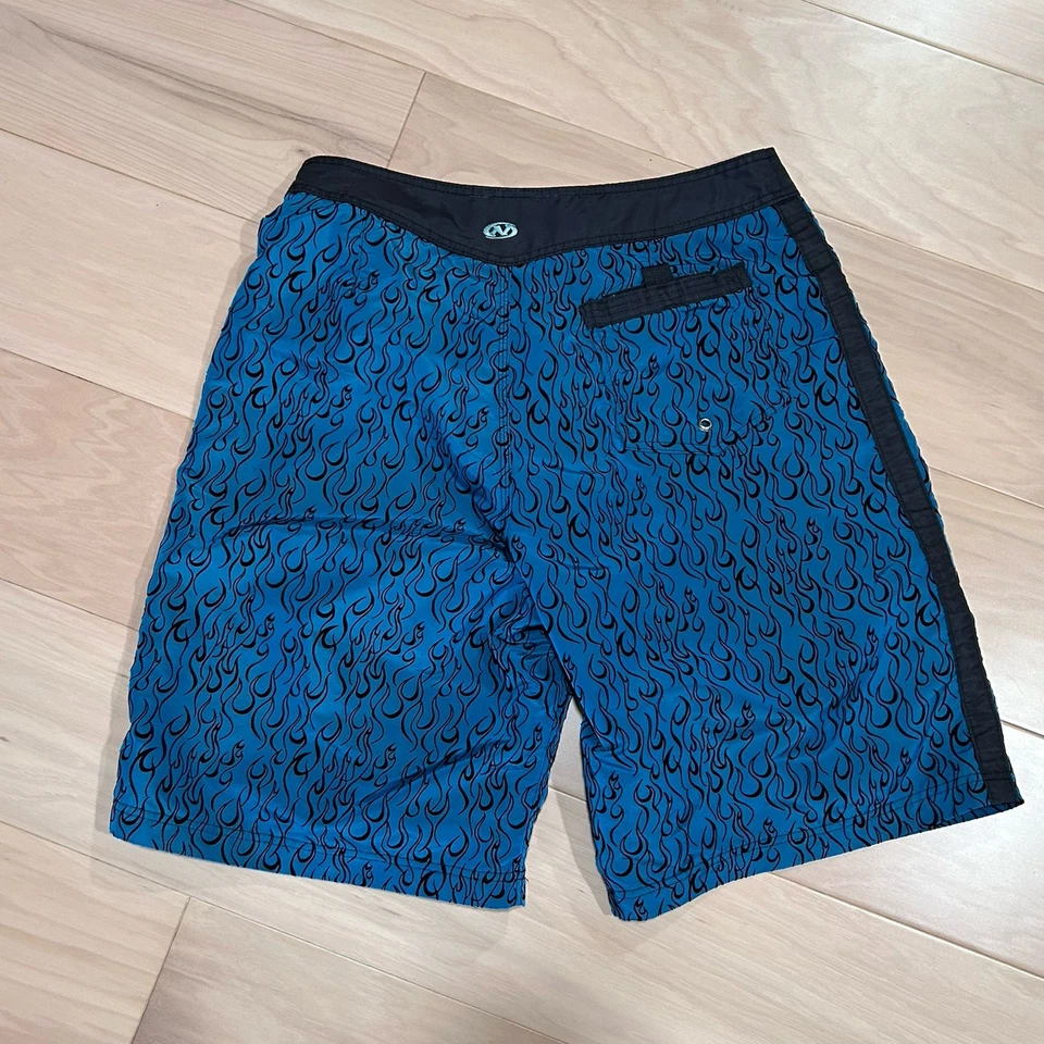 Vintage NO FEAR Flame Board Shorts Pearlescent Unlined 11” Inseam Men’s 34 - Image 2 of 4