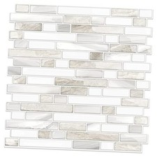Thicker Design Peel and Stick, Self Adhesive Stick On Tile 10 Beige  White