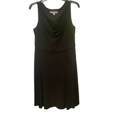 Evan-Picone Womens 8 Sleeveless Black Dress Draped Neck Flowy Midi Cocktail