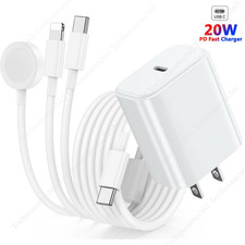 USB C Adapter Magnetic Fast Charger For Apple Watch 5/4/3/2 iPhone 14 15 16 17 X