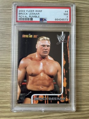 2002 Fleer Brock Lesnar Rookie Card WWE Royal Rumble #4 PSA 7 NM