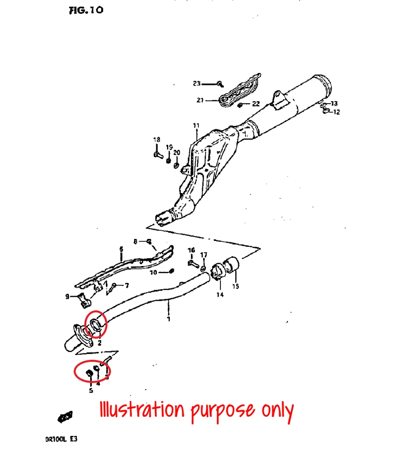 Exhaust Manifold Gasket Repair Set Suzuki DR100, SP100, SP125 (1982-1987) - Image 2 of 2
