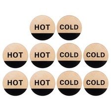 10 Pcs Self Stick Hot and Cold Water Label Faucets Sinks Acrylic Round 1.4" ID
