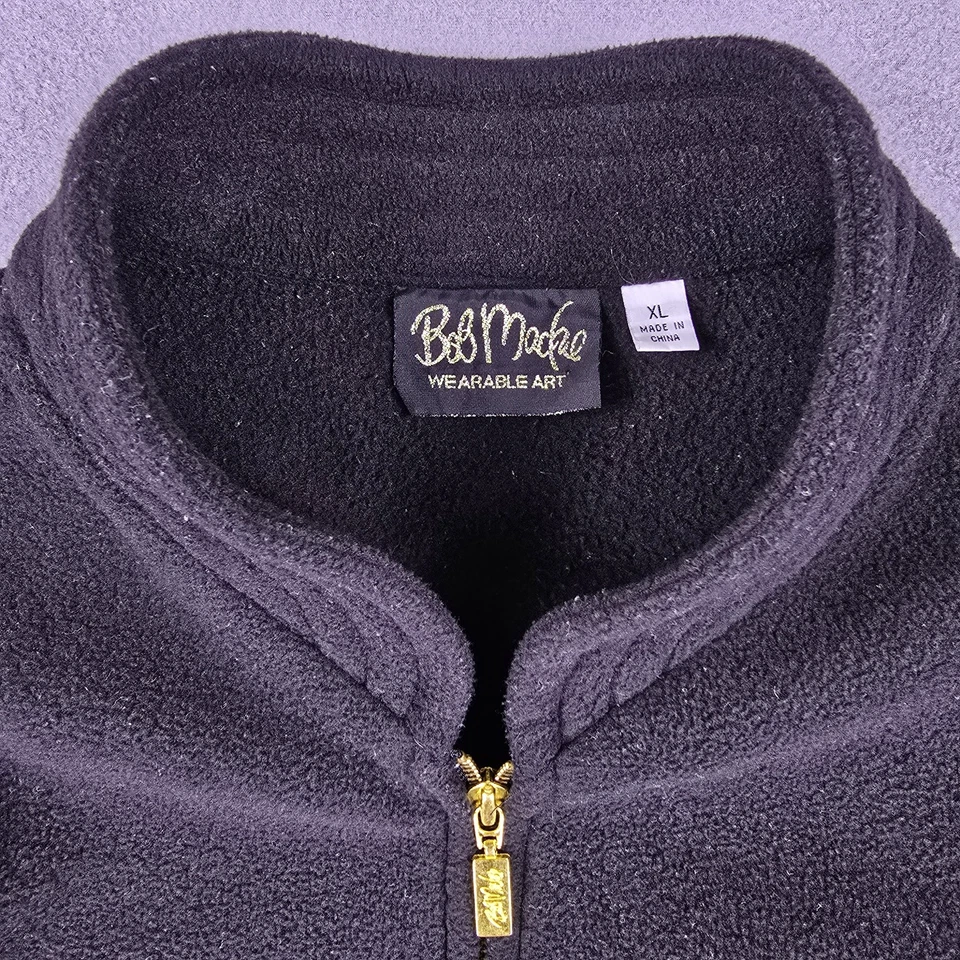 Chaqueta Bob Mackie Mujer XL Floral Bordada Vellón Cremallera Completa Usable Arte Foto 2 de 4