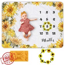 Yoothy Sunflower Baby Monthly Milestone Blanket Floral Photo Prop