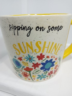 SUNSHINE MUG. SIPPING ON SOME SUNSHINE MUG. FLORAL DECO MUG. B379