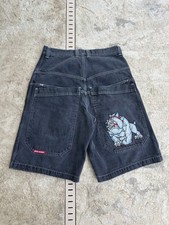 Vintage 90s Quad Pocket Jnco Jorts Bulldog Black Size 32 Baggy Wide Leg Skater