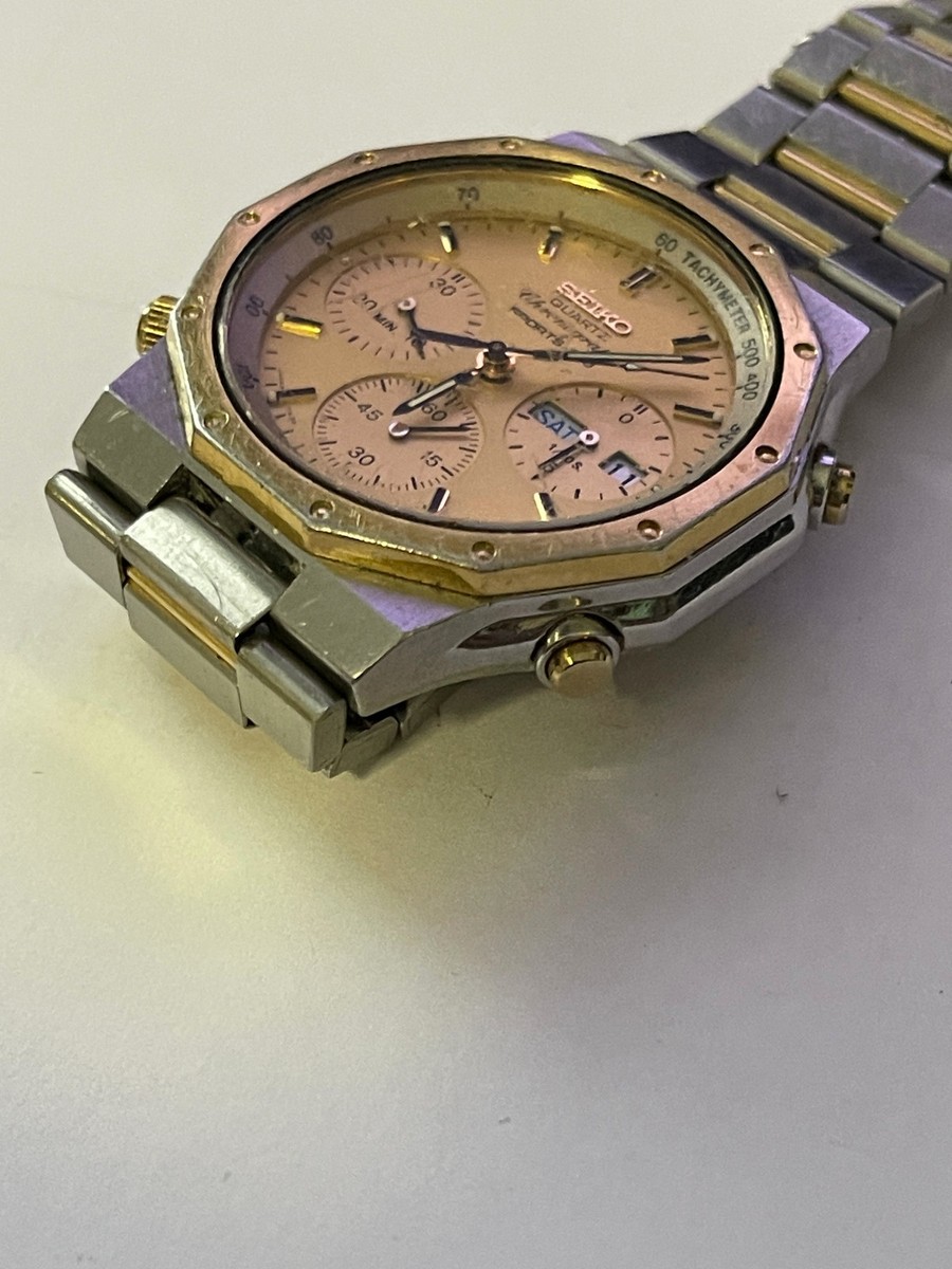 SEIKO 7A38-702H ROYAL OAK Chronograph Watch-Two Tone-Sport 100