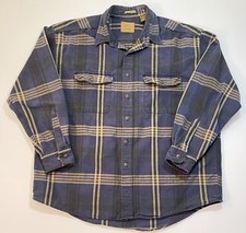 St. Johns Bay Men  s Chamois Cloth Plaid Button Down Shirt Thick Heavy Outdoor XL