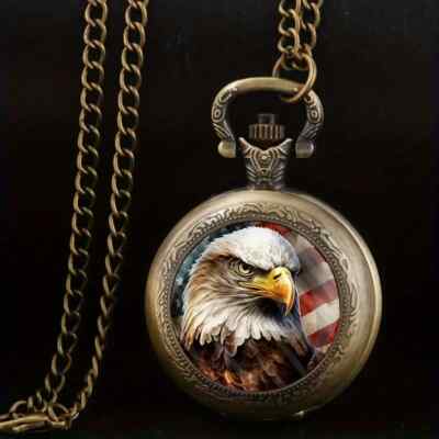 Retro Unique Bronze Eagle Pendant Quartz Pocket Watch Men Women Gift Fashion New