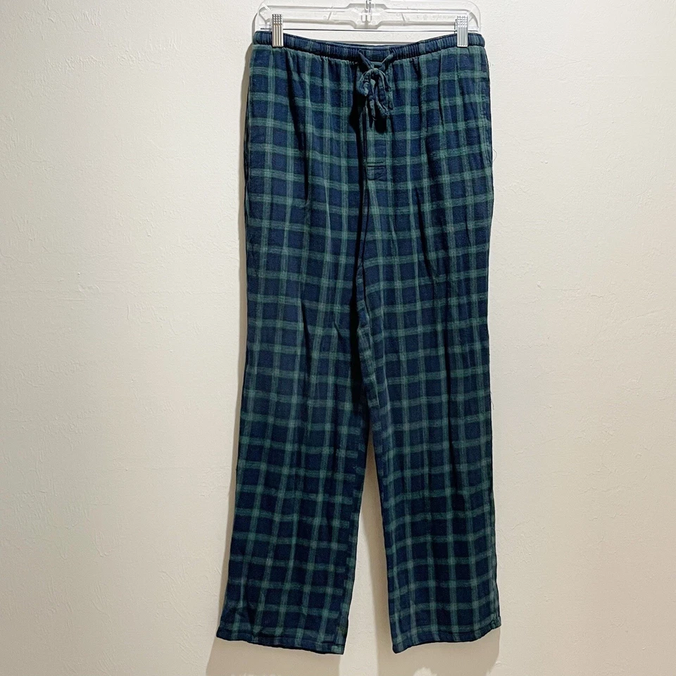 ALEXANDER DEL ROSSA Men’s Blue Green Flannel Plaid Pajama Set Button Up Size S - Image 4 of 4