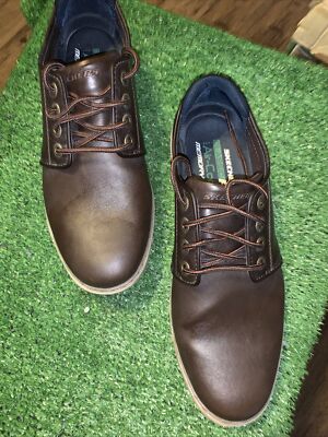 Mens Skechers Lanson-Vernes Leather Lace Up Oxfords Shoes Brown sz 10