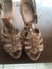 Original Roberto Cavalli Leder Sandaletten Schuhe Pumps Gr. 38