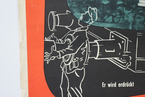 Plakat Deutsche Bahn Bundesbahn UNFALLVERHÜTUNGSBILD Niemals aufrecht hindurch - Bild 9 von 9