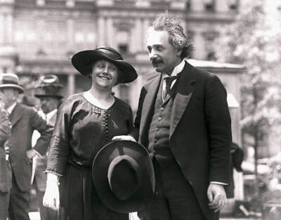 Albert Einstein with his wife Elsa Einstein 1921 Old Historic Photo