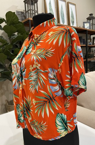Forever 21 Womens Hawaiian Tropical Leaf Floral Print Blouse Top | Size Small - Picture 4 of 10