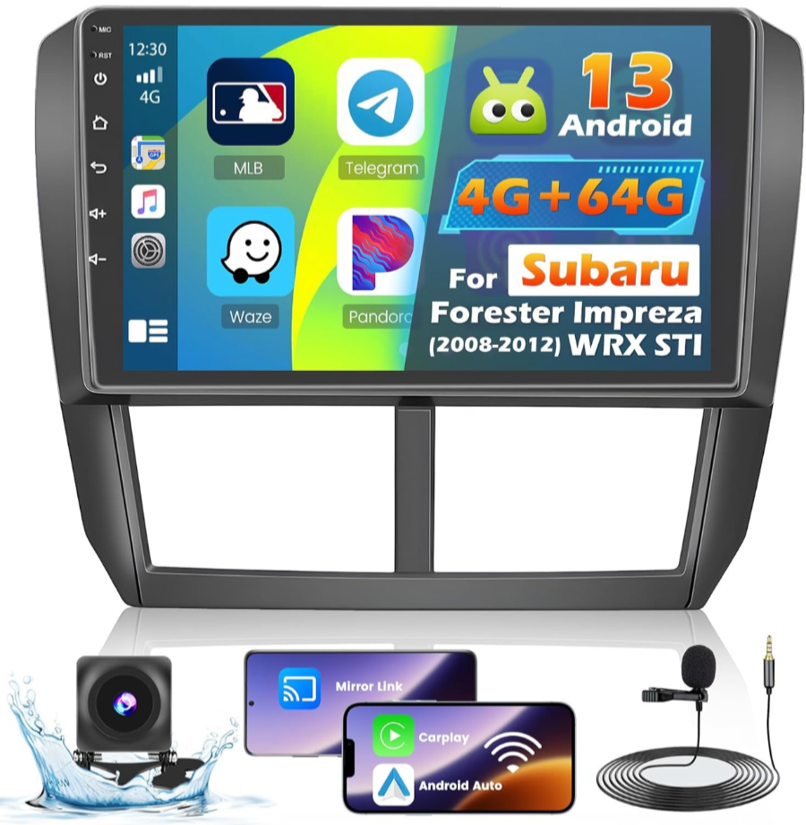 Roinvou 4+64G Android Carplay Stereo for Subaru Forester Impreza WRX STI 2008-20