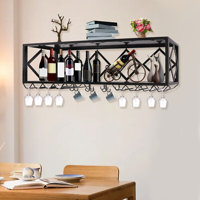 Kitchen Wall-Mounted Bar Unit Floating Shelves Wine Glass Rack Fit For Bar  Cafe | eBay