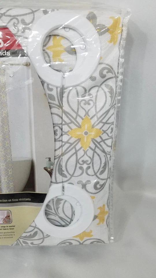 ЗАНАВЕСКА ДЛЯ ДУША БЕЗ КРЮЧКА ВЕРВИАНСКАЯ БЕЛАЯ СЕРАЯ ЖЕЛТАЯ ТКАНЬ без крючков НОВАЯ - Изображение 3 из 4